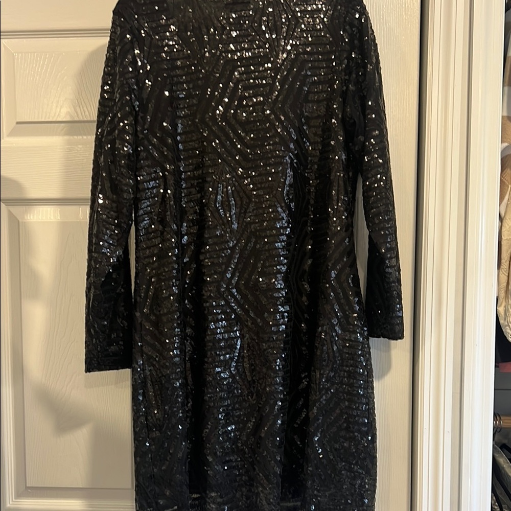 Black Sequin V-Neck Dress - Picture 5 of 5